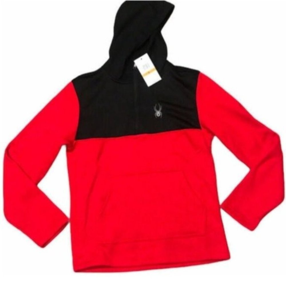 SPYDER Mens Half-Zip Hooded Jacket Red XL